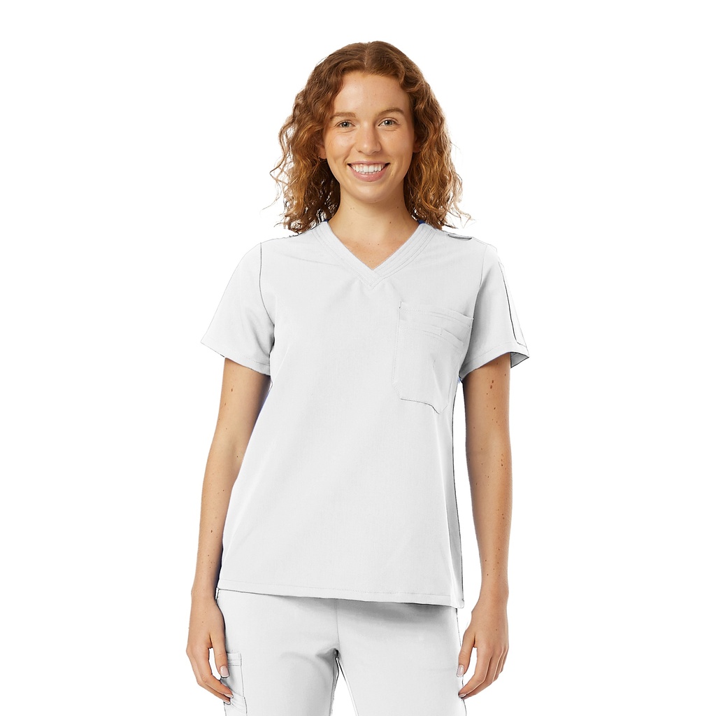Womens WYND Tuckable Scrub Top - Untucked Front